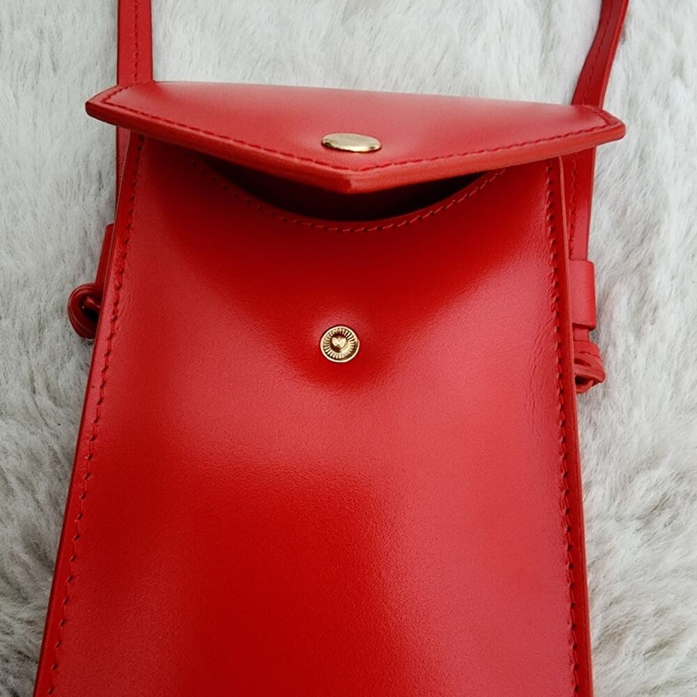 NWT J.Crew Gracie Red Leather Phone Crossbody Bag Mini Envelope Clutch Handbag - Picture 9 of 10